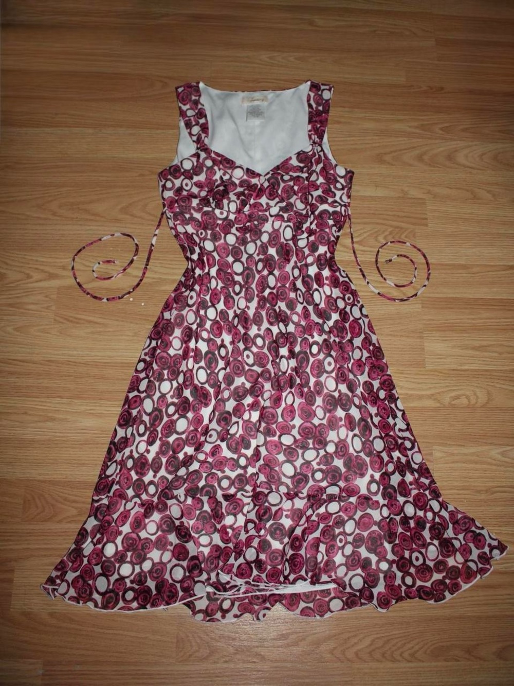 Sleeveless Pink Circular-Print A-Line Dress